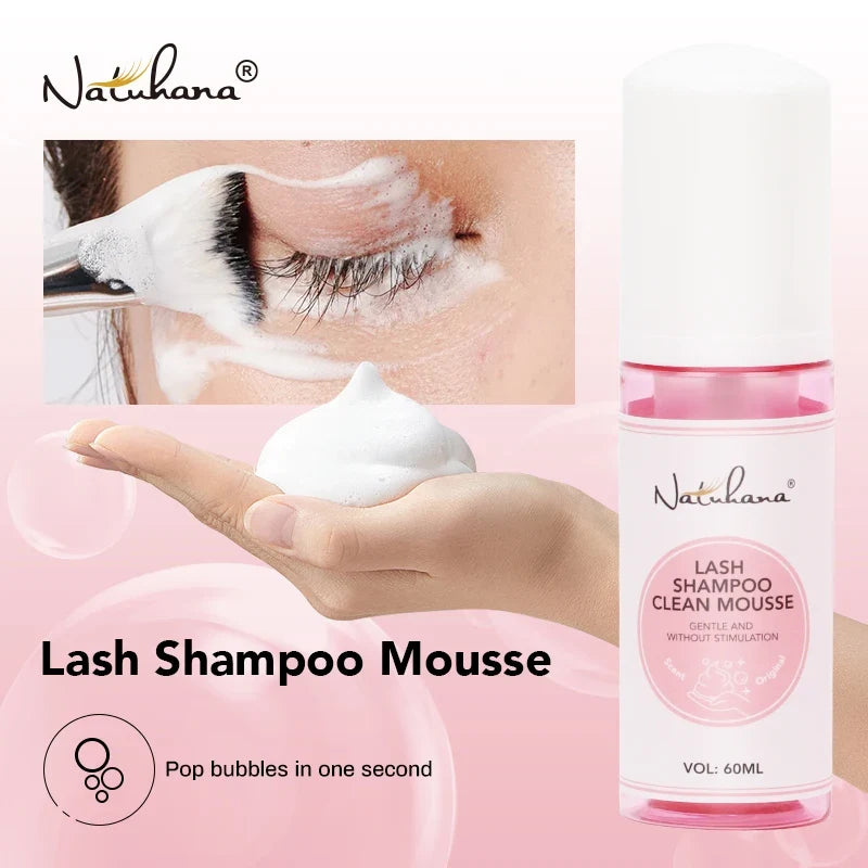NATUAHANA Lash Shampoo Foaming Cleanser – Eyelash Extension Wash Lash Foaming Cleanser Qme