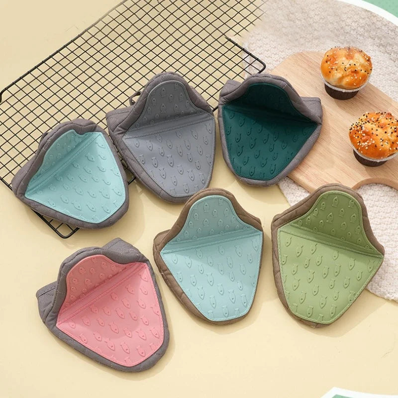 Silicone Oven Gloves Thickened Thermal Insulation 2pc Set Silicone Oven Gloves Qme 2PC random
