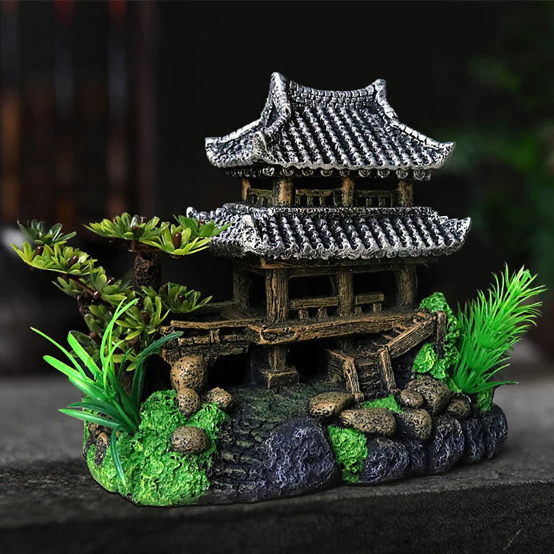 Resin House Aquarium Ornament – Fish Tank Landscape Decor Aquarium Ornament Qst