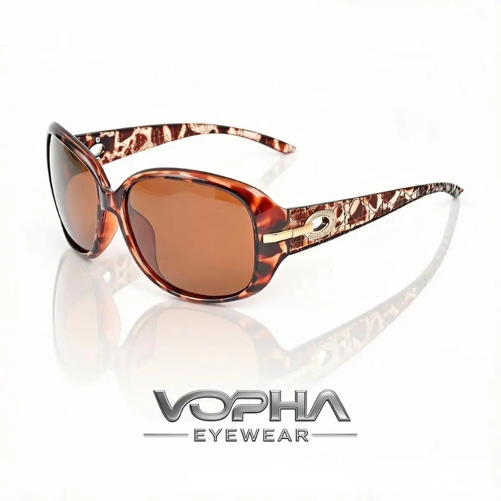 VOPHA Women's Retro Polarized Sunglasses UV400 Butterfly Frame Polarized Sunglasses Qst Cheetah print brown