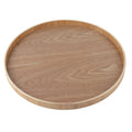 Round Solid Wood Serving Tray 14.76" – Tea, Coffee & Snack Tray Wooden Serving Tray Qme Wooden Color