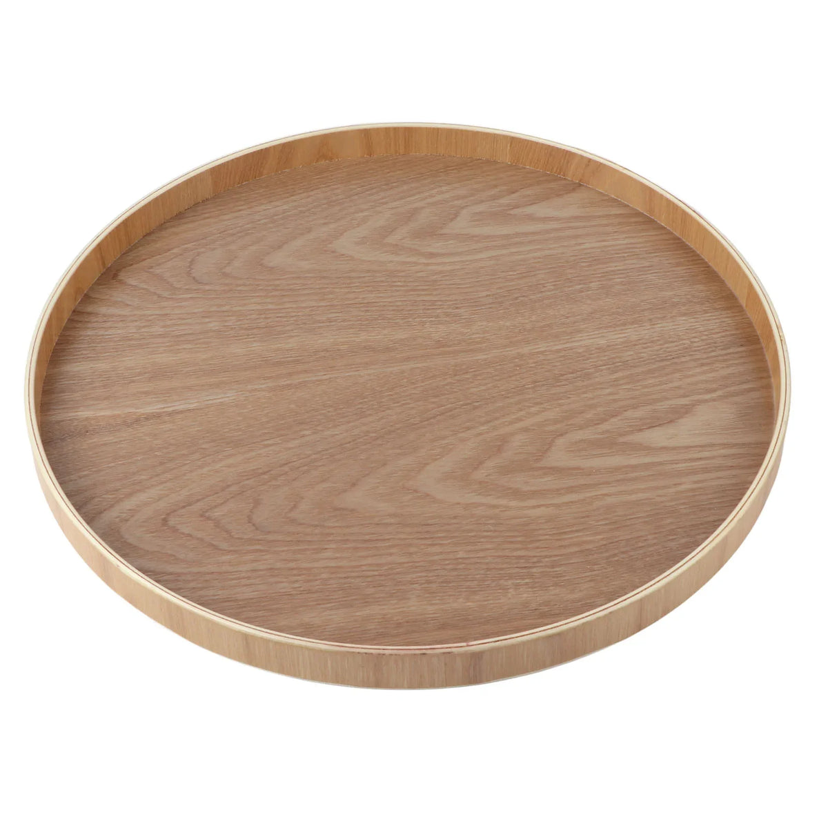 Round Solid Wood Serving Tray 14.76" – Tea, Coffee & Snack Tray Wooden Serving Tray Qme Wooden Color