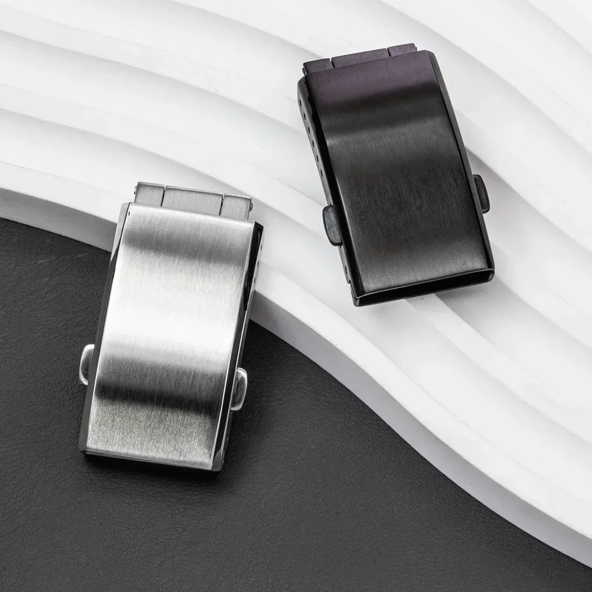 Watchdives Folding Safety Clasp 18/20/22mm Silver Stainless Steel Watch Clasp Qme