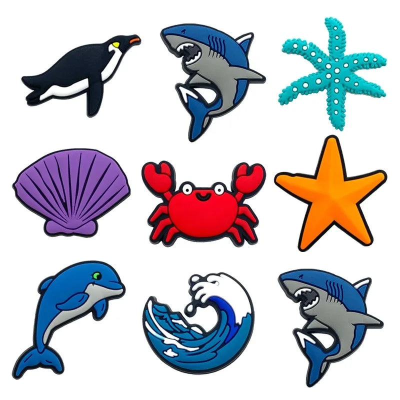 PVC Fish, Crab & Shark Shoe Charms – Cute Buckle Accessories Shoe Charms Qme