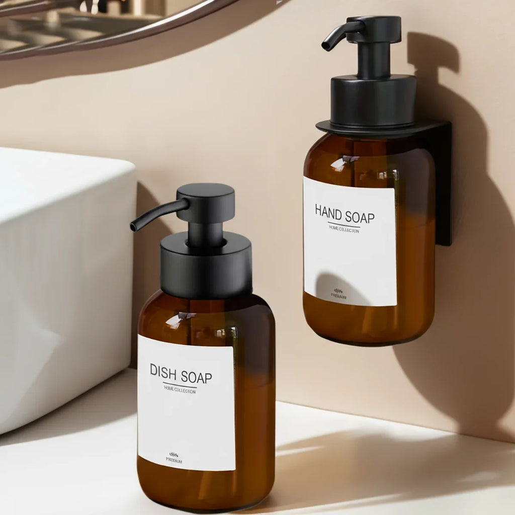 Wall Mount Foaming Soap Dispenser with Dish Bottle & Hanger Soap Dispenser Qme