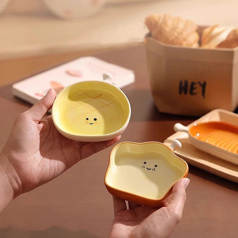 Ceramic Croissant Dipping Plate – Cute Dessert & Snack Dish Ceramic Dipping Plate Qst