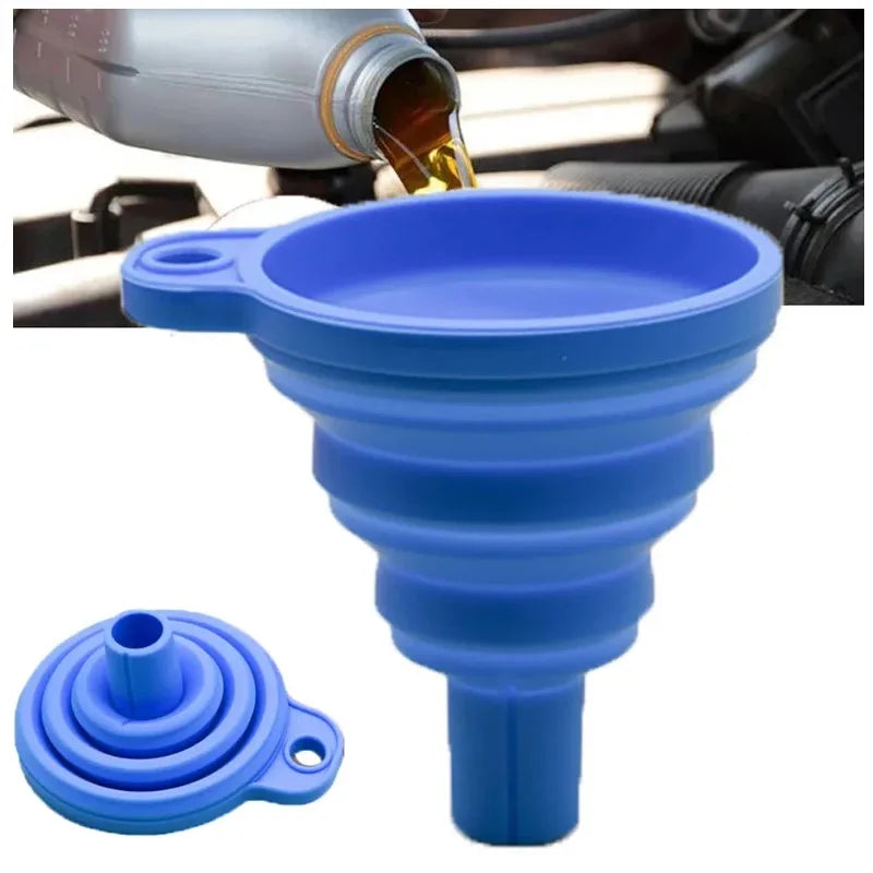 Foldable Silicone Car Funnel – Engine Oil, Petrol & Washer Fluid Car Fluid Funnel Qme