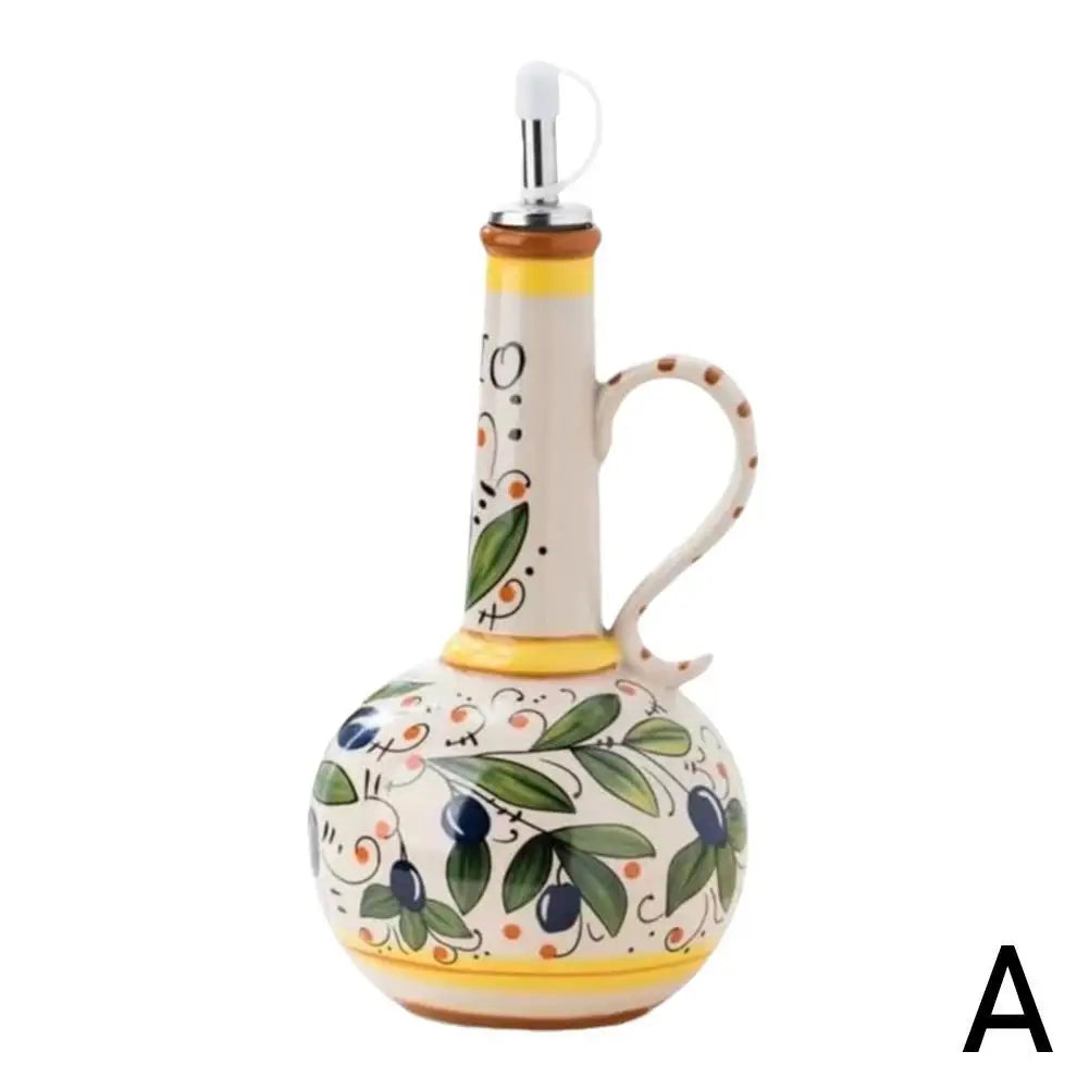 Italian Ceramic Olive Oil & Vinegar Dispenser Bottle 500ml Oil & Vinegar Dispenser Qme A