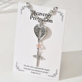 Heart-Shaped Crystal Cross Car Steering Wheel Pendant Car Interior Pendant Qme Silver