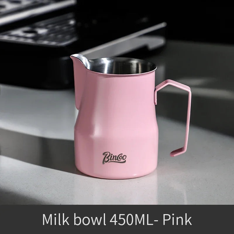 Bincoo Pink Stainless Steel Milk Frothing Pitcher 300/450ml Milk Frothing Pitcher Qst Pink 450ml