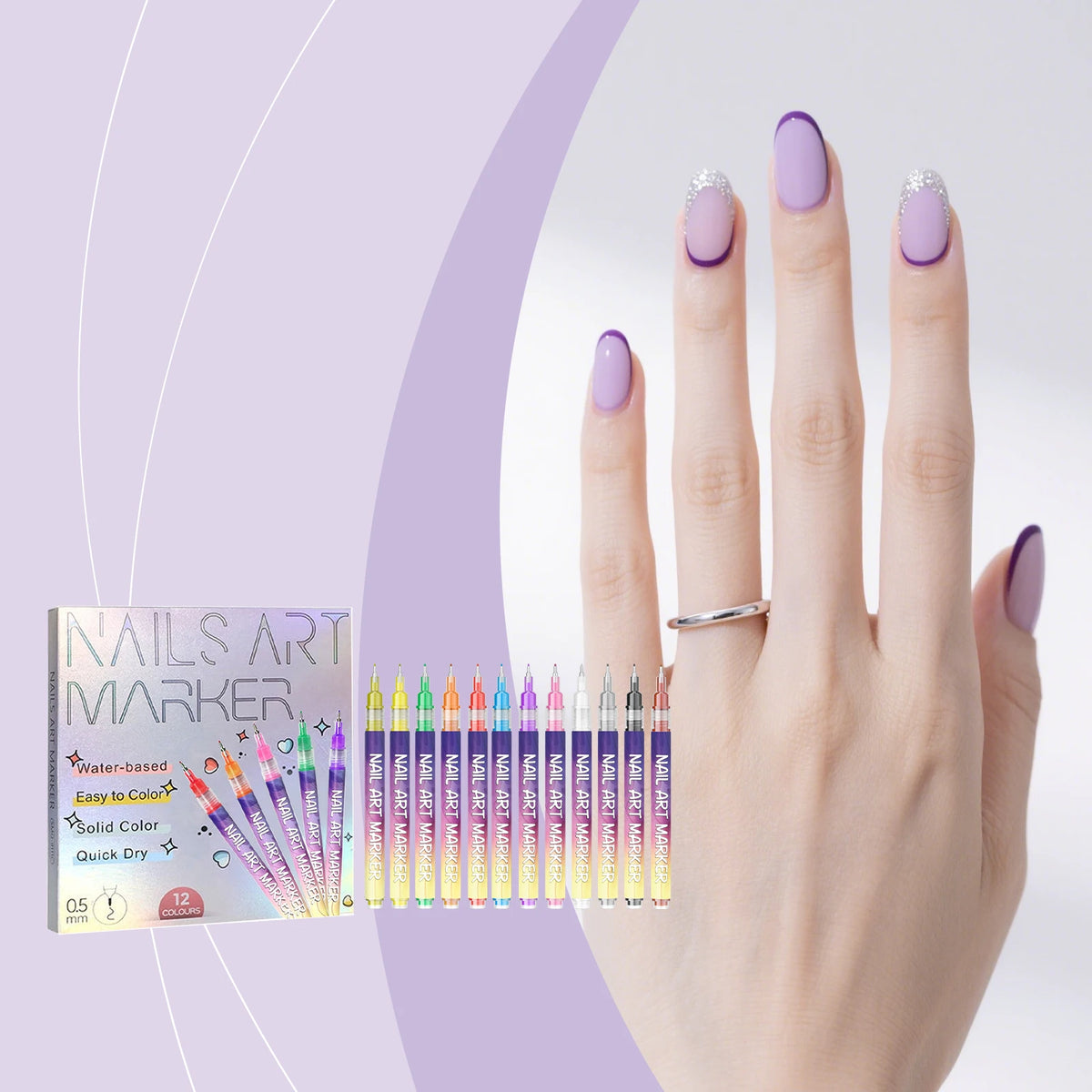 Waterproof Fade-Resistant Nail Art Drawing & Lining Pen Set Nail Art Pen Qst