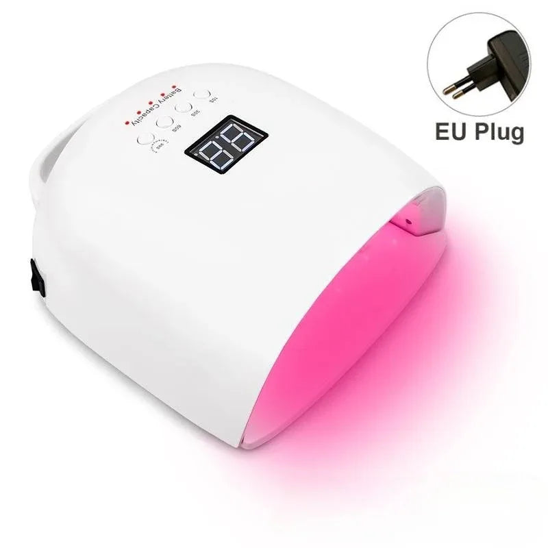86W Wireless UV LED Nail Lamp – Rechargeable Gel Dryer UV LED Nail Lamp Qst White EU Plug