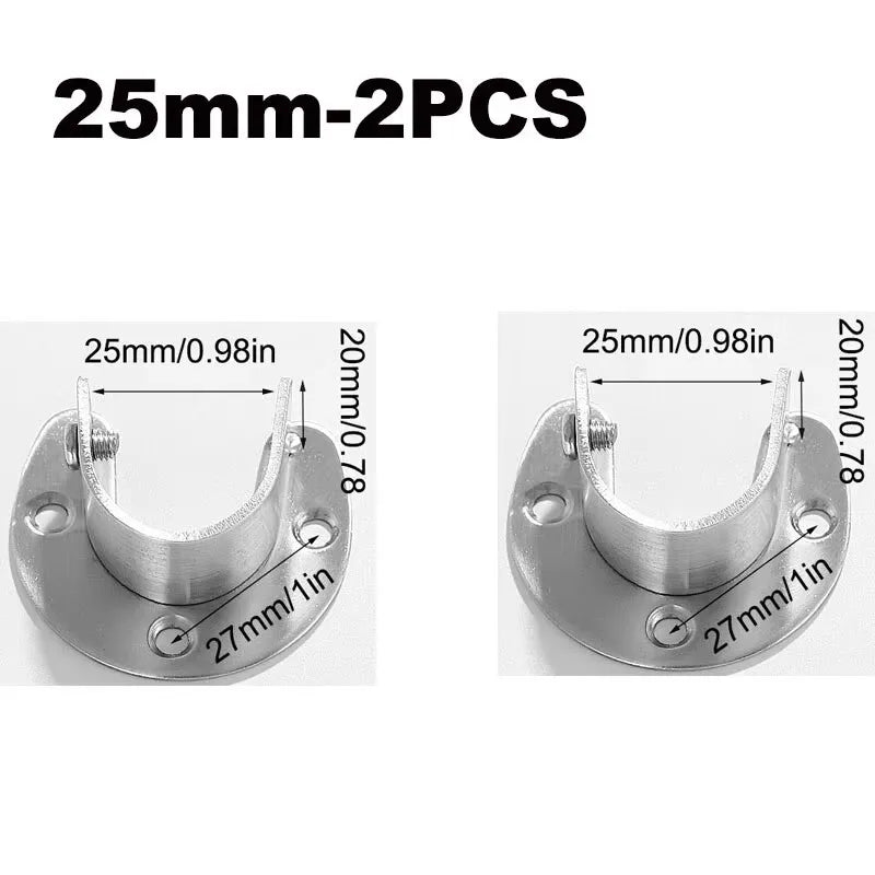 304 Stainless Steel Wardrobe Rod Flange Bracket Hardware Rod Flange Bracket Qme 25mm 2pcs