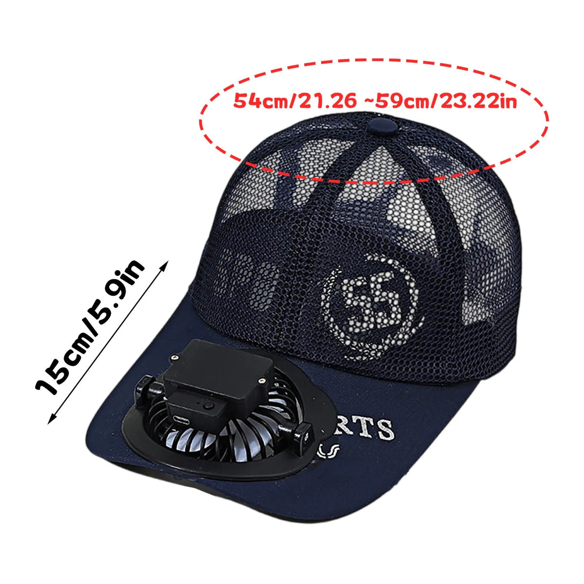 USB Charging Fan Cap – Mesh Breathable Hat for Men & Women USB Fan Cap Qme