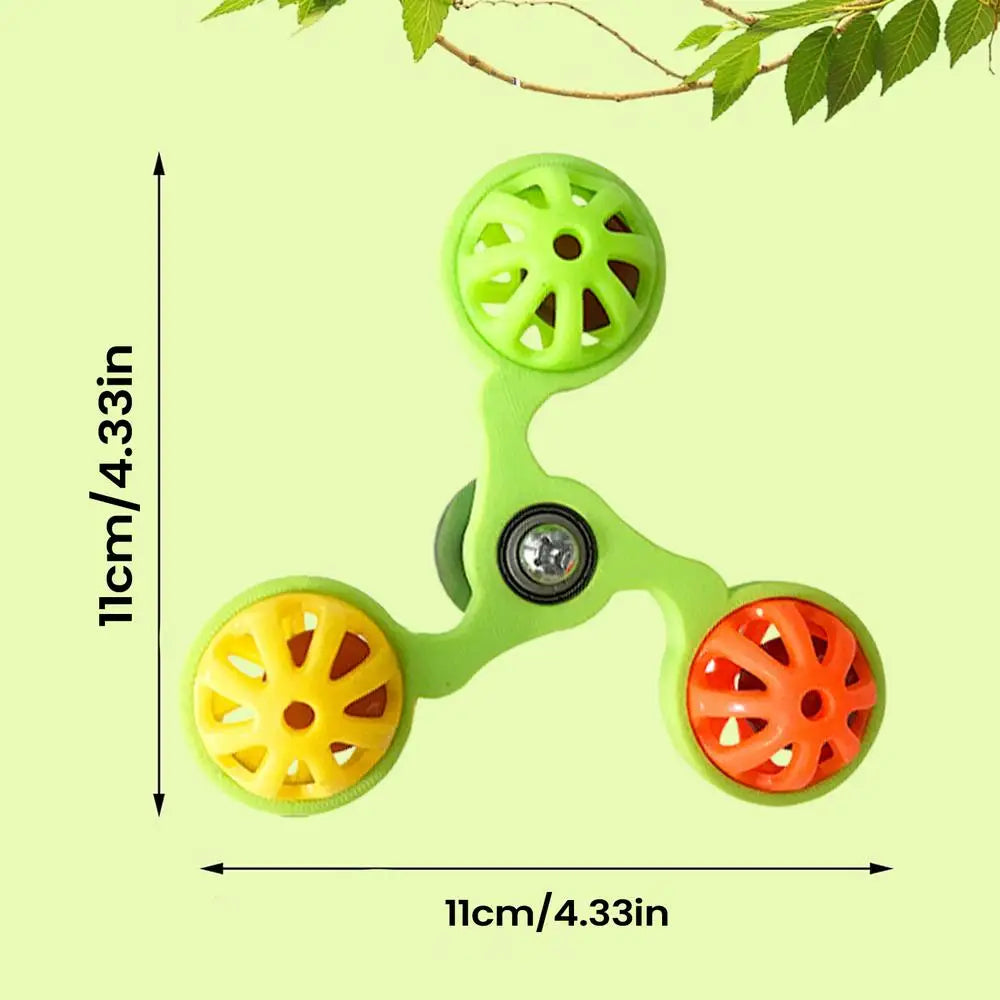 Rotating Windmill Bird Toy with 3 Bells – Parakeet & Conure Bird Cage Toy Qme Green