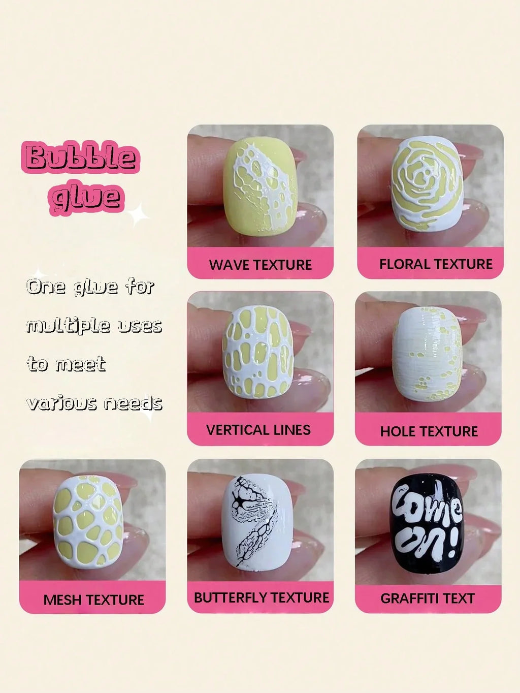 Qme 2-Piece Bubble Nail Polish Poke Net Set – Wave Design Nail Polish Set Qme