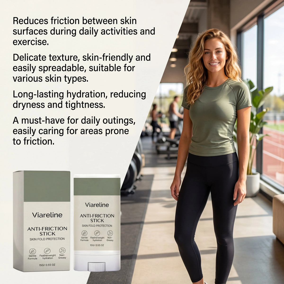 Viareline Anti-Friction Body Stick – Skin Protection 15g Body Care Stick Qst