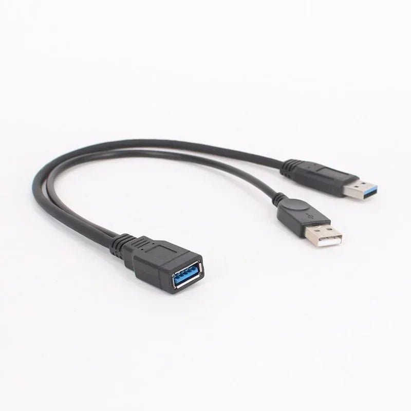 USB 3.0 Y Cable – Female to Dual Male Extra Power Data Extension USB Y Extension Cable Qme