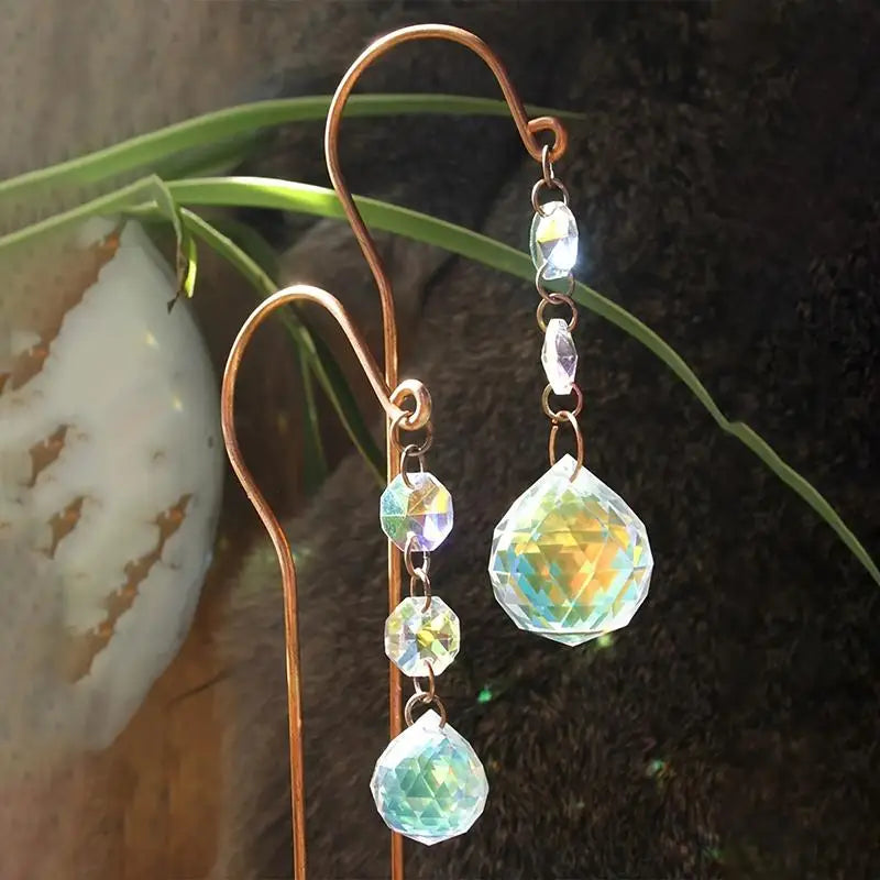 Crystal Ball Sun Catcher Garden Flower Pot Stake Decor Garden Sun Catcher Qme