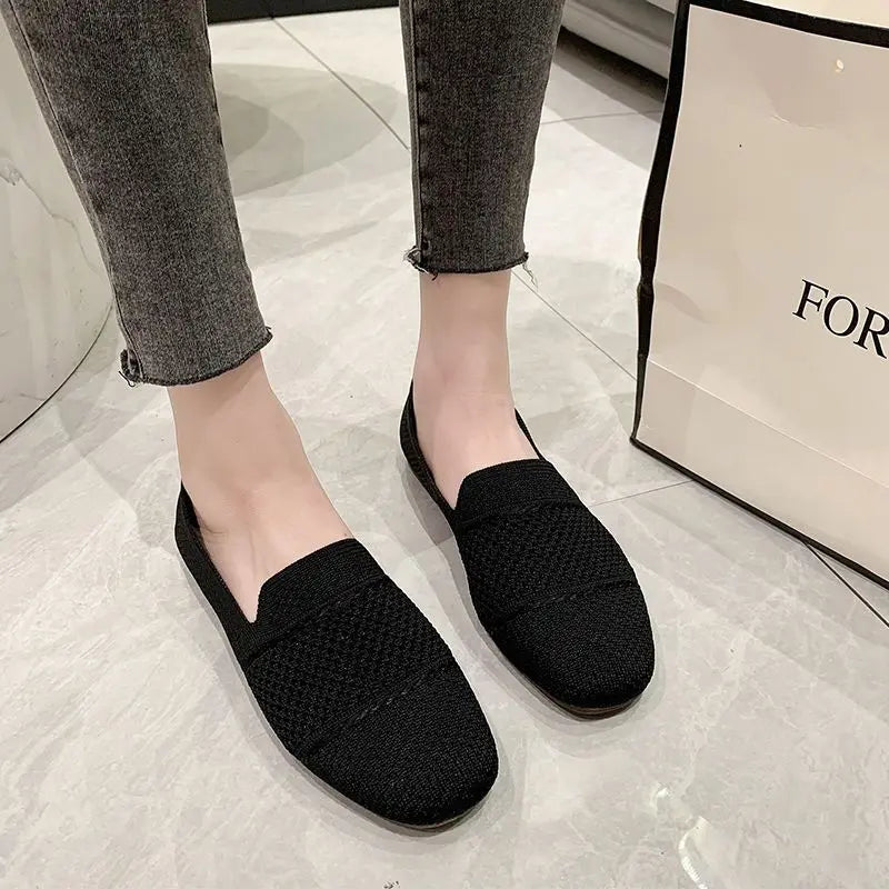 Women's Lightweight Breathable Mesh Flat Loafers Slip-On Women's Flat Loafers Qst Black 40 CN