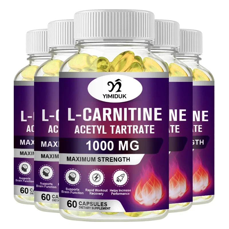 Yimiduk L-Carnitine 1000mg – Energy & Lean Muscle Supplement L-Carnitine Supplement Qst 5 Bottles-60PCS