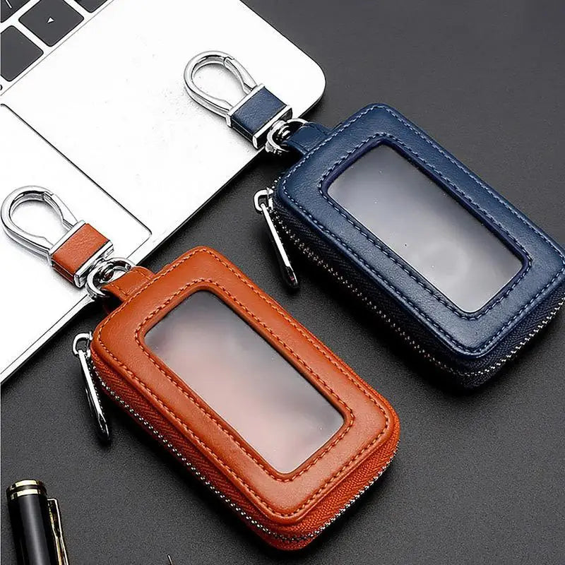 Leather Car Key Case – Key Fob Protector with Coin Holder Leather Key Case Qst