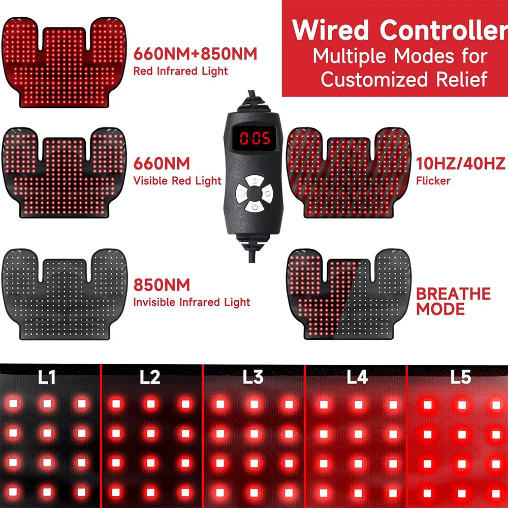 288 LED Red Light Therapy Pad – Neck & Shoulder Wrap 660nm 850nm Red Light Therapy Pad Qst