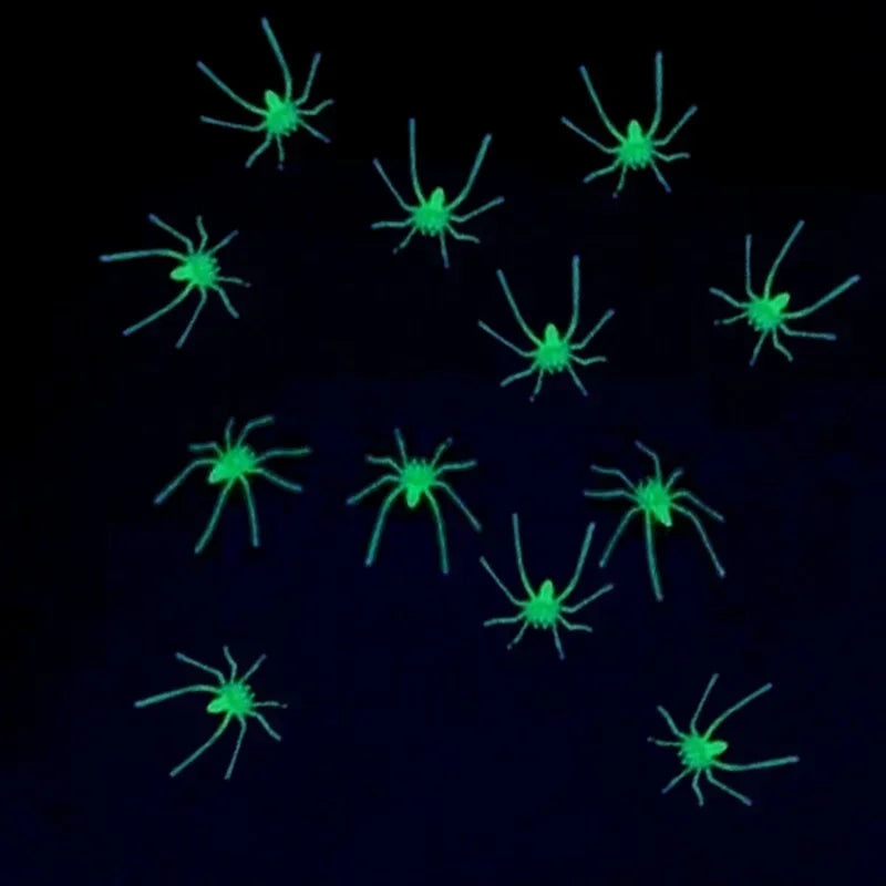 Glow-in-the-Dark Fake Spiders Halloween Prank Toy 10 Pack Halloween Prank Toy Qme