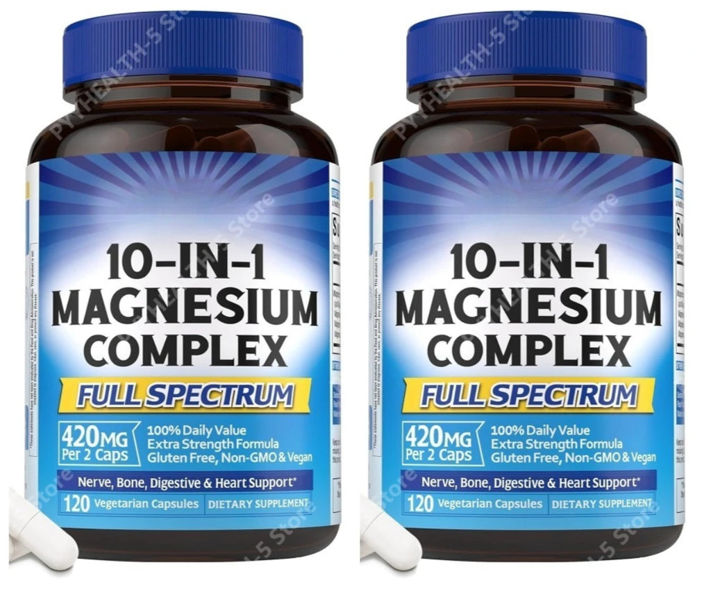 10-in-1 Chelated Magnesium Complex – 120 Capsules | Bone & Heart Magnesium Supplement Qst 240 Count(Pack of 2)