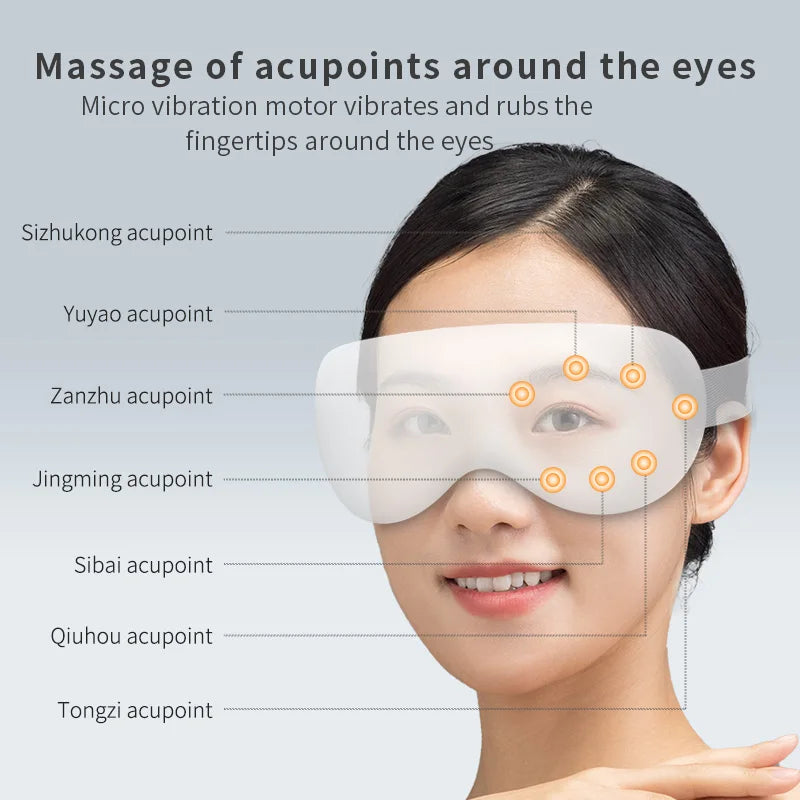 VIMYSHOW Eye Massager – 12-Node Cooling & Bluetooth Device Eye Massager Device Qst