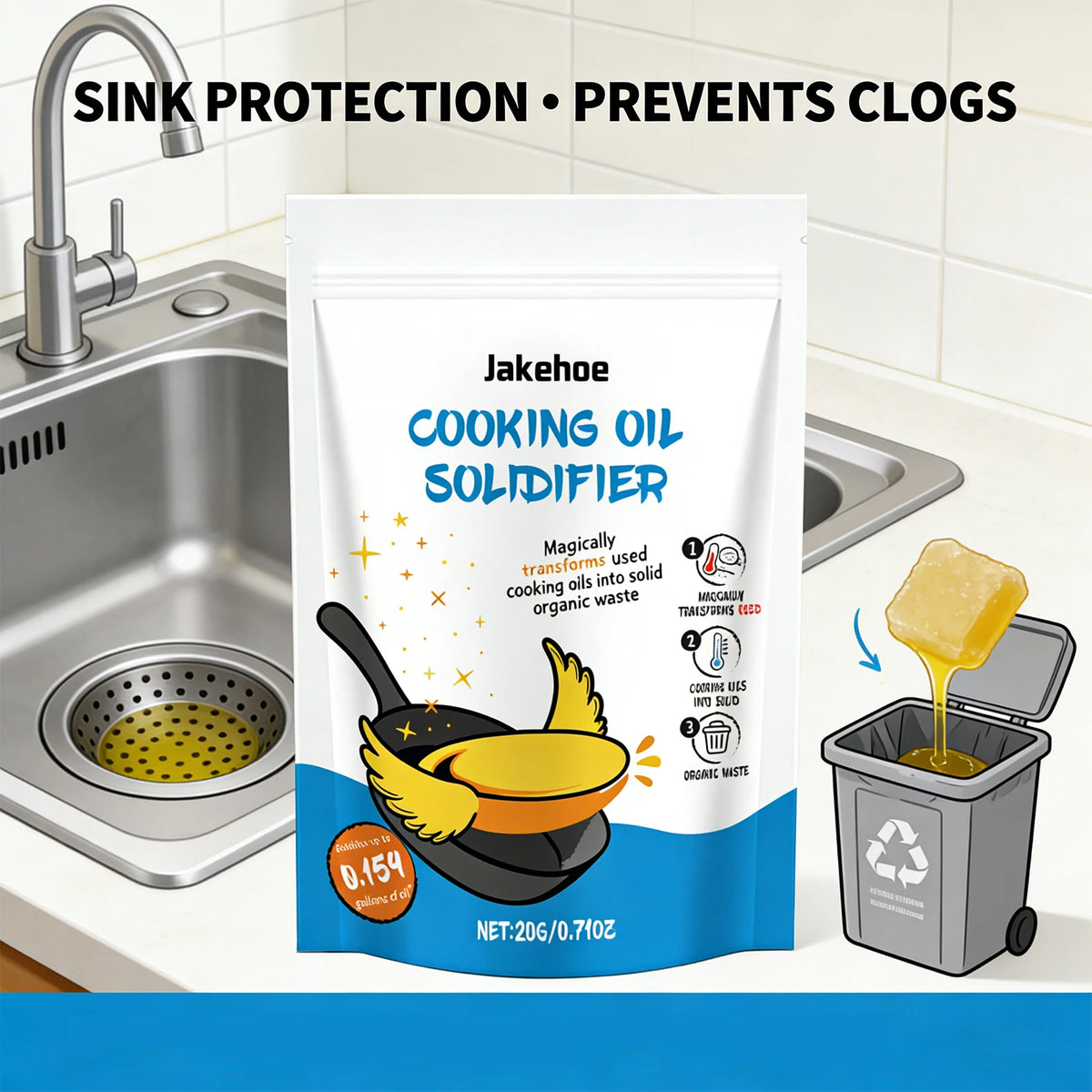 JAKEHOE Cooking Oil Solidifier Powder 20g – Eco-Friendly Oil Solidifier Powder Qst