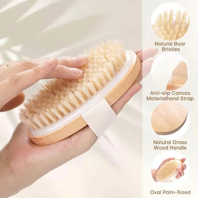 Dry Body Brush – Natural Bristle Exfoliating & Massage Tool Dry Body Brush Qme