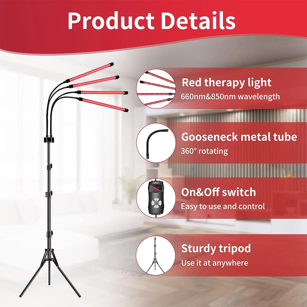 Red Light Therapy Lamp 660nm & 850nm Full Body Infrared Device Red Light Therapy Lamp Qst