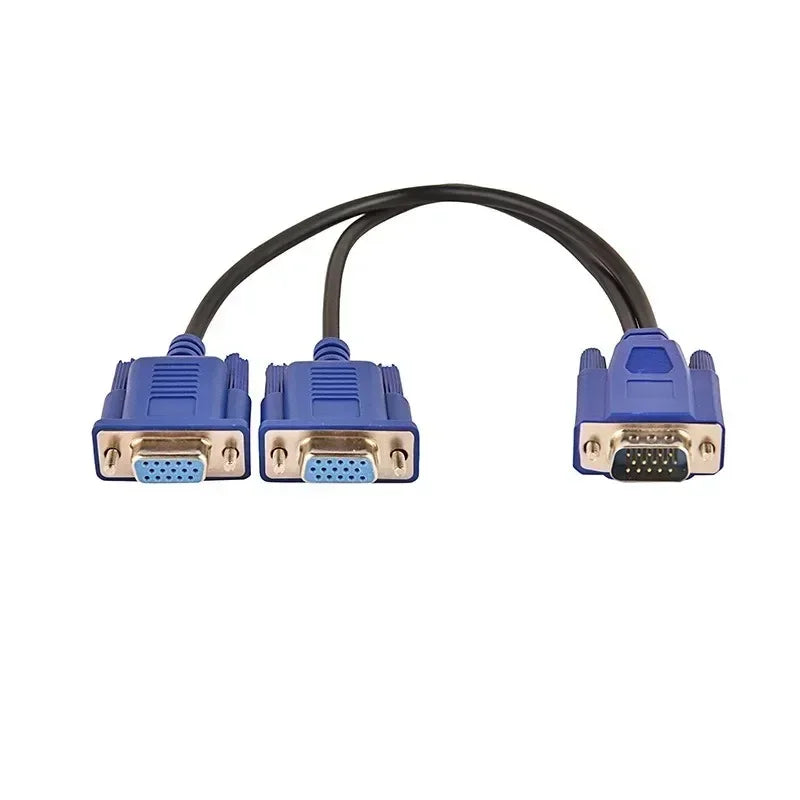 VGA Splitter Cable 1 Male to Dual 2 Female Monitor Adapter VGA Splitter Cable Qme