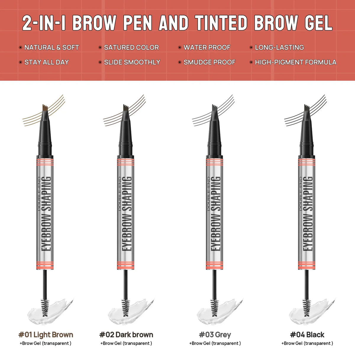 4-Pronged Eyebrow Pencil | Long-Lasting Smudge-Proof Brows Eyebrow Pencil Qme