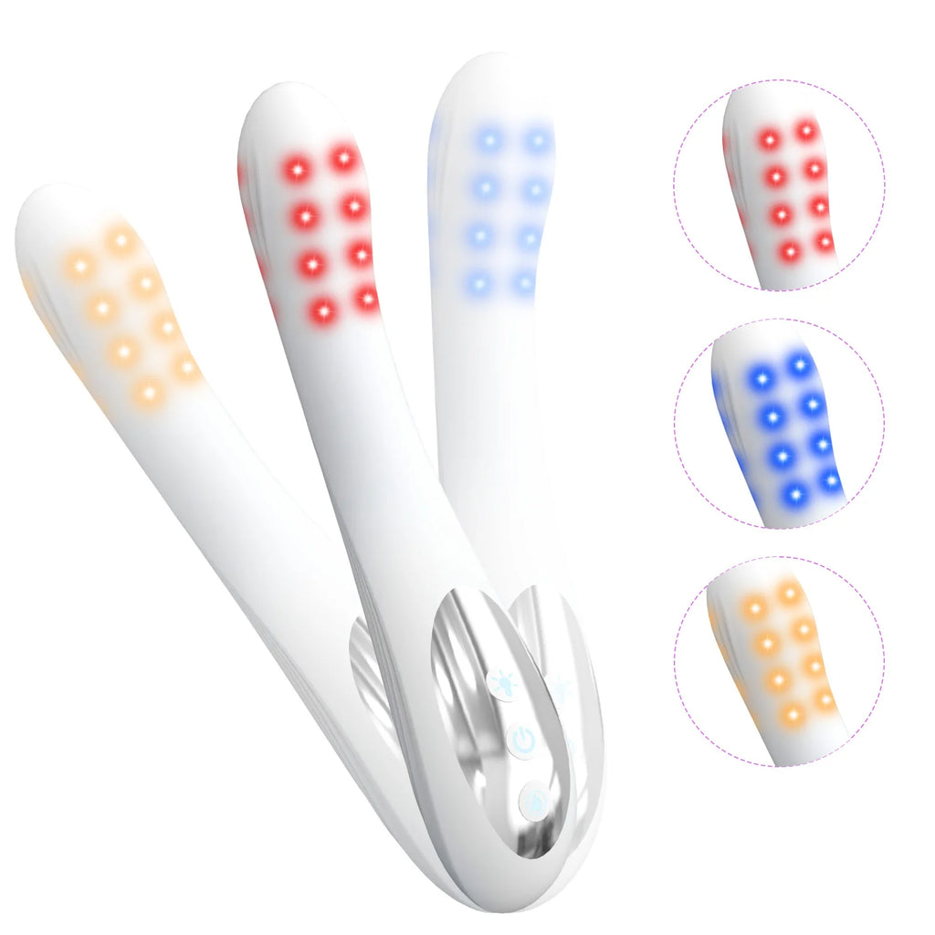 Women's LED Light Therapy Wand – Heat, 3 Colors & 8 Modes LED Wellness Wand Qst