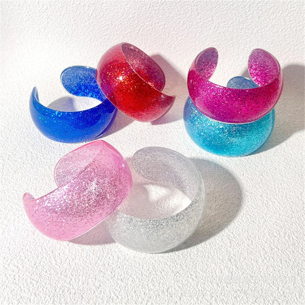 Y2K Glitter Twisted Resin Bangle Bracelet – Green & Blue Resin Bangle Bracelet Qme