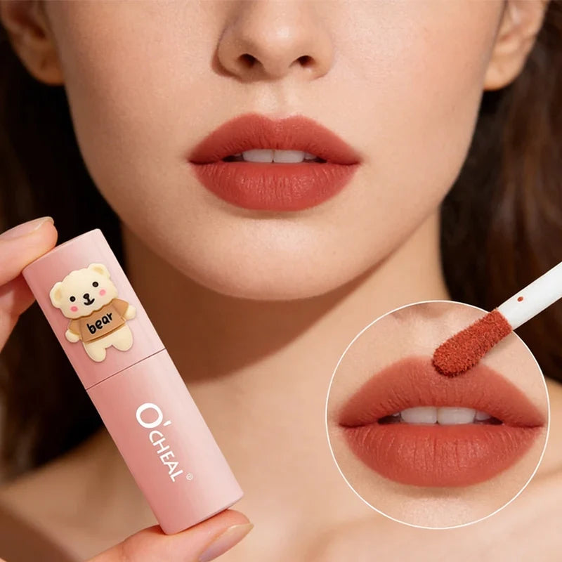 Teddy Bear Matte Lip Gloss – Waterproof & Long-Lasting | Qme Matte Lip Gloss Qme
