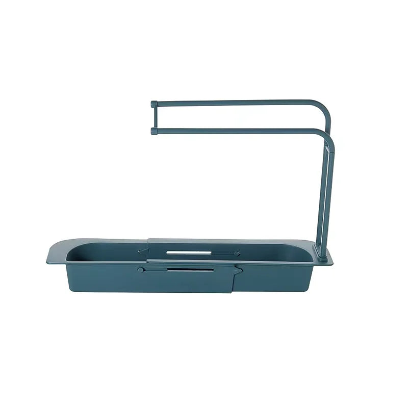 Telescopic Sink Shelf Organizer – Sponge, Soap & Towel Rack Sink Shelf Organizer Qst Blue 1pc