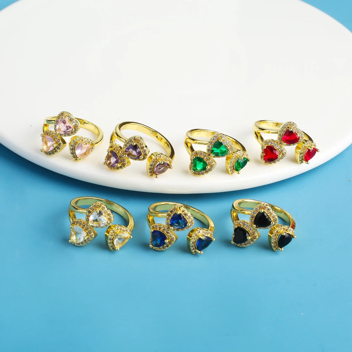 Heart Shape Cubic Zirconia Open End Ring for Women Fashion Ring Qme