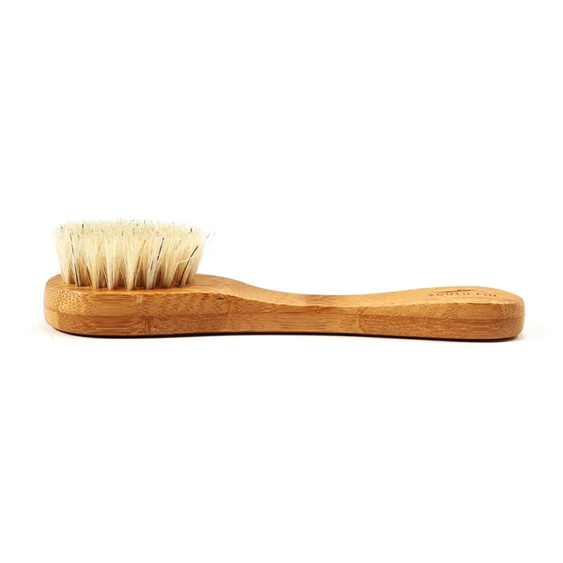 Natural Bristle Face & Body Brush – Exfoliating Skin Scrubber Facial Cleansing Brush Qme