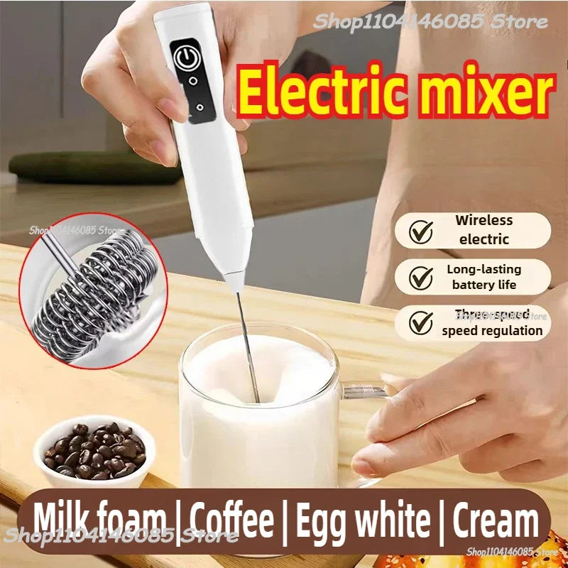 Wireless USB-C Electric Milk Frother Handheld Blender Stainless Electric Milk Frother Qme