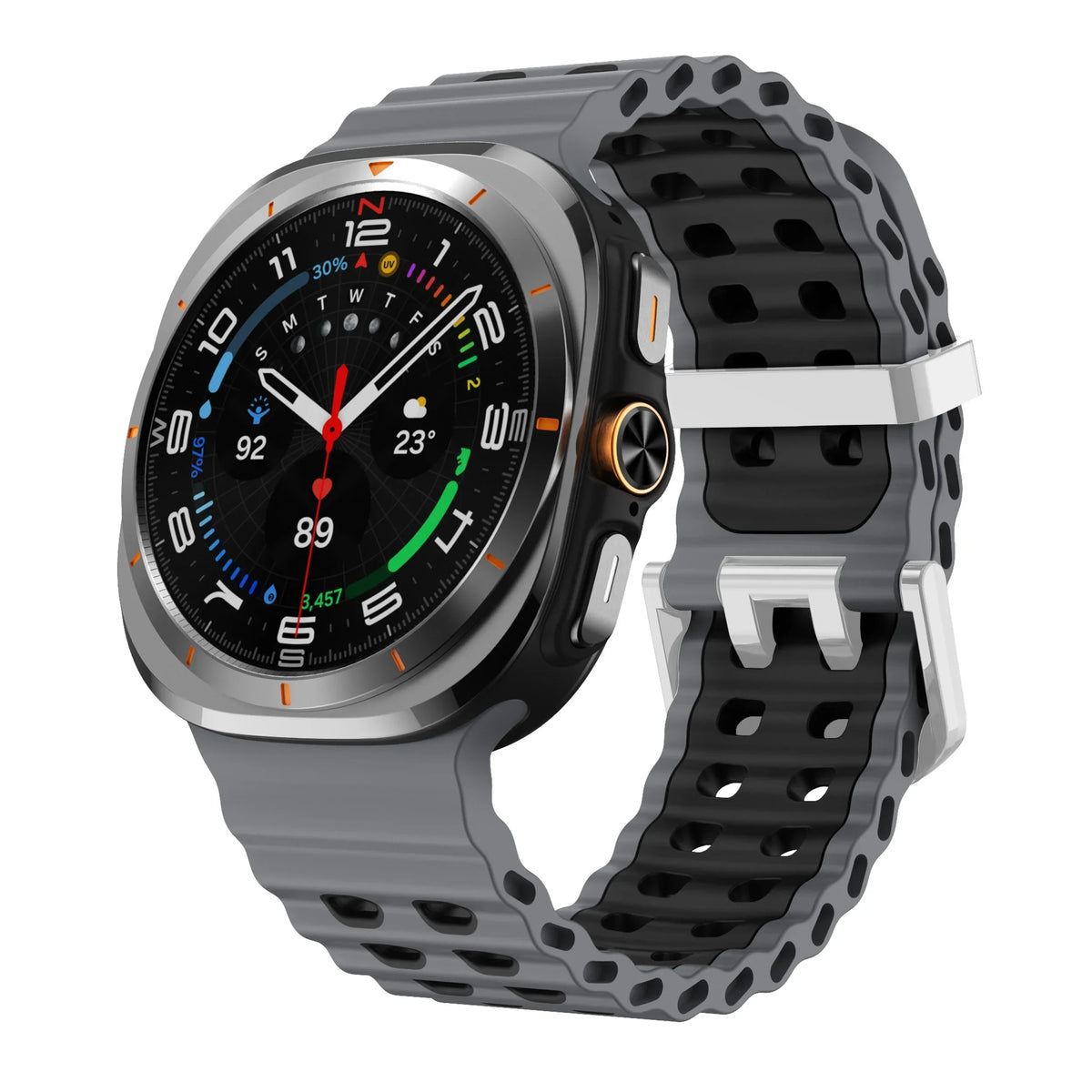 Two-Tone Silicone Sports Band – Samsung Galaxy Watch Ultra Silicone Watch Band Qme Gray Black BlackS Galaxy Watch Ultra