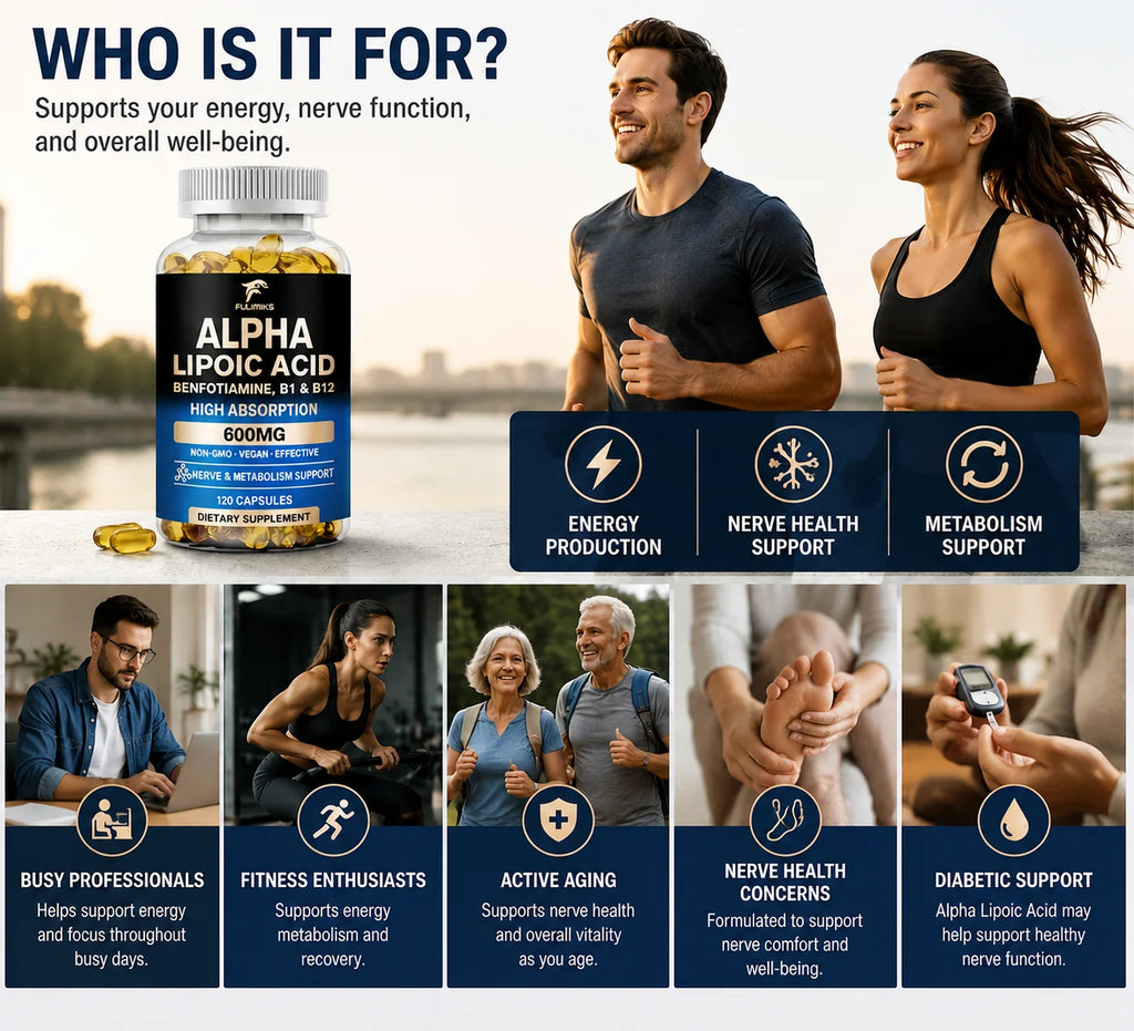Fulimiks Alpha Lipoic Acid 600mg + Benfotiamine B1 B12 Supplement Antioxidant Supplement Qst