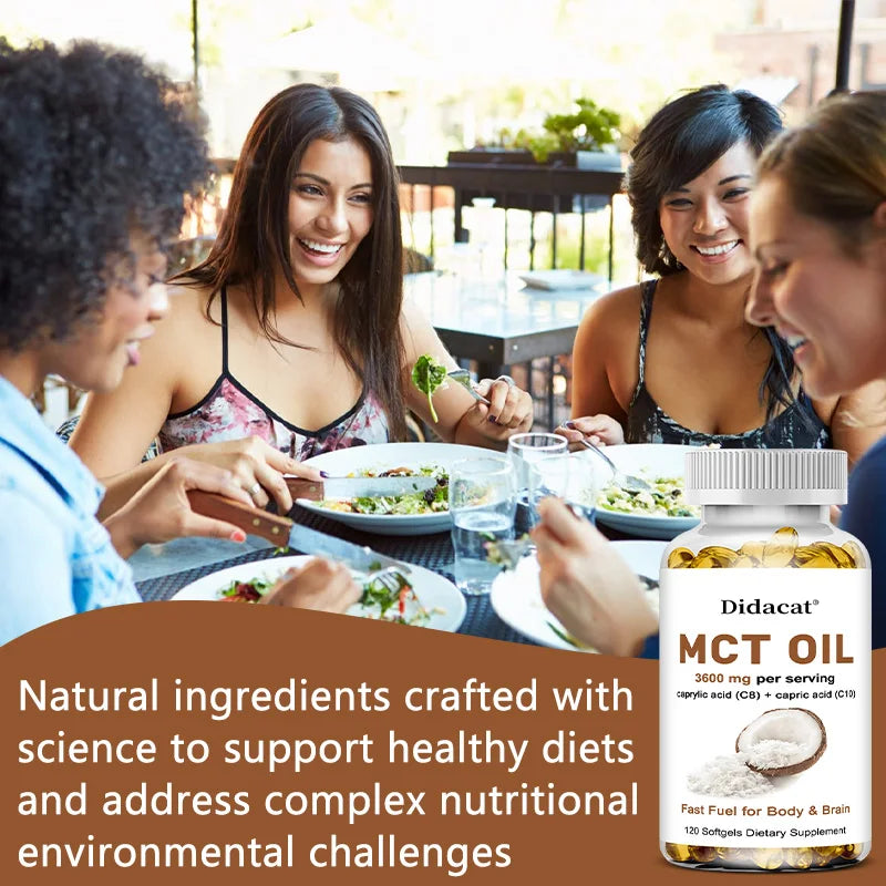 MCT Oil Capsules 3600mg – C8 & C10 Softgels, Non-GMO MCT Oil Supplement Qst