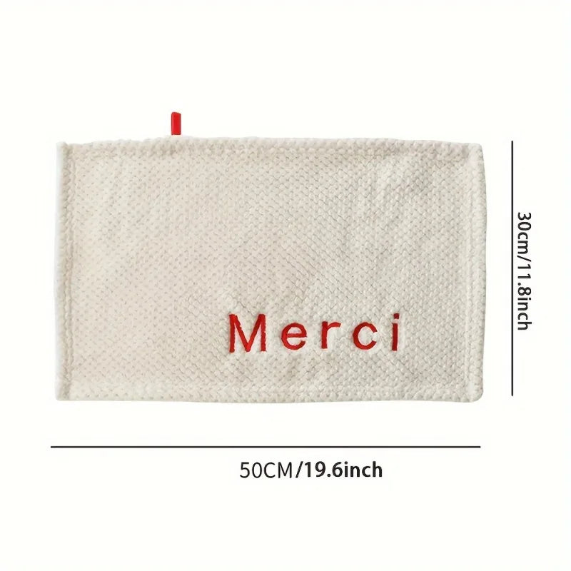 Minimalist Embroidered Letter Square Hand Towel – Soft & Absorbent Embroidered Hand Towel Qme