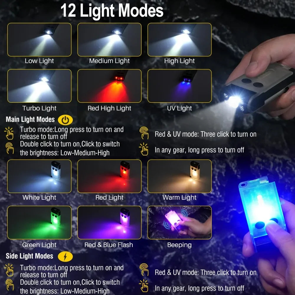 BORUiT V30 900LM UV EDC Flashlight – USB-C Power Bank & Buzzer EDC Flashlight Qst