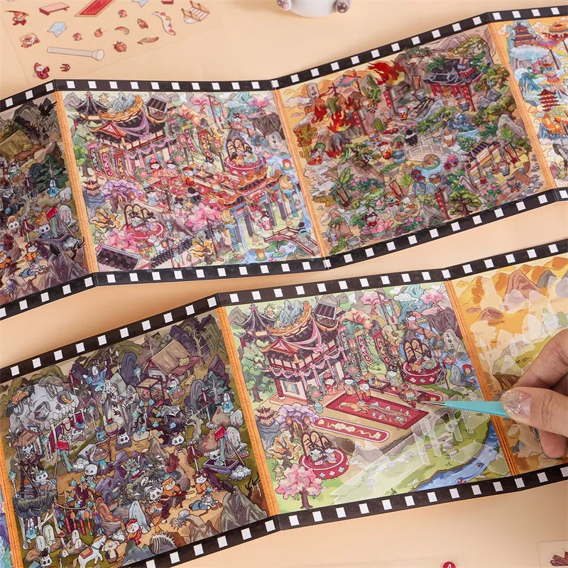 TIANZI Meow Roleplay Scroll Cat Sticker Set – 28/56 Pcs Craft Sticker Set Qme