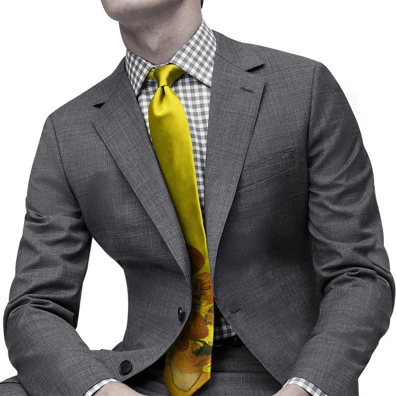 Retro Floral Oil Painting Necktie – Business & Wedding Tie Floral Print Necktie Qme