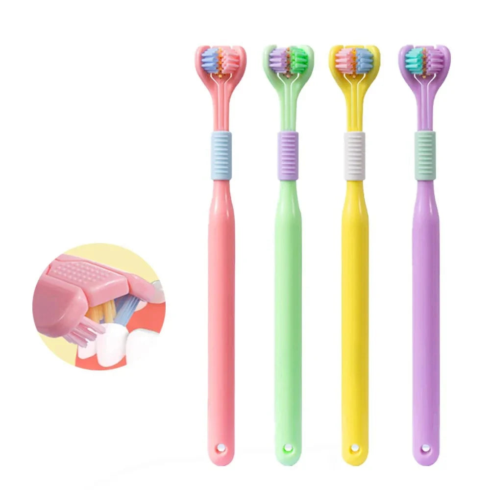 Three-Sided Toothbrush | Ultra-Fine Soft Bristles Oral Care Soft Bristle Toothbrush Qme Pink China Mainland